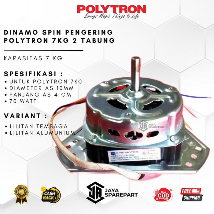 Dinamo Spin Pengering Mesin Cuci Polytron 7 Kg 2 Tabung