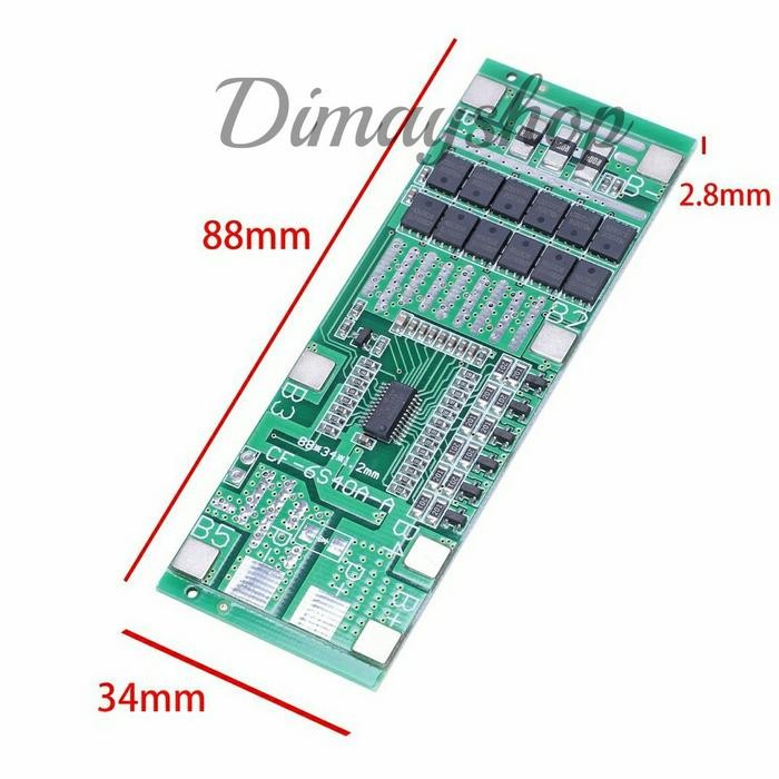 Modul Bms 6S 24V 40A Baterai Lithium 18650