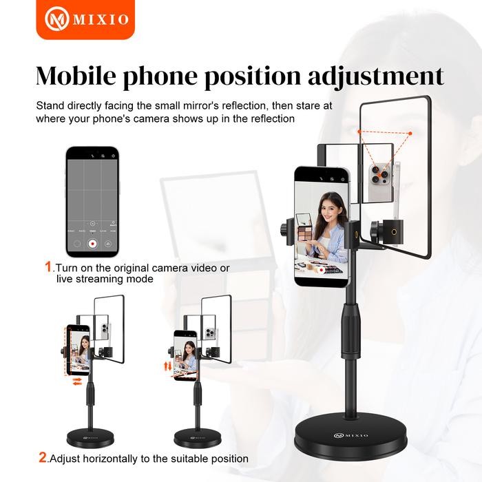 Mixio S100 Magic Mirror Stand Live Streaming / Kaca Berdiri / Cermin Untuk Live Dengan Kamera