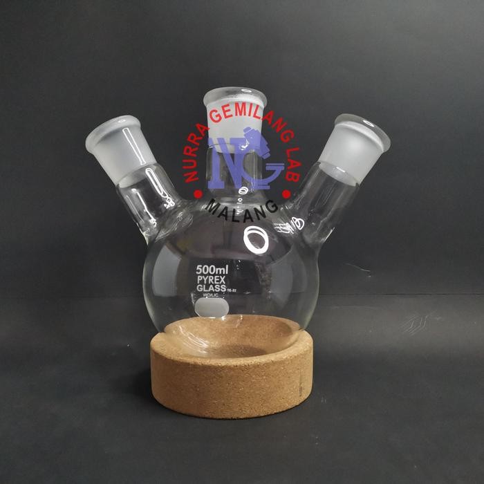 Labu Leher Tiga / Boiling Flask Leher 3 Three Neck Pyrex 500Ml