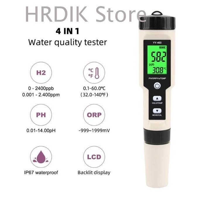Water Tester H2 Ph Orp Temp Meter Yy400 Hydrogen Yy-400 4 In 1 Quality