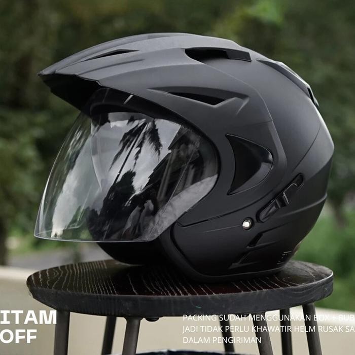 Helm Jp 8 Double Visor Dewasa Hitam Doff Original Lokal Kaca Motorcycle