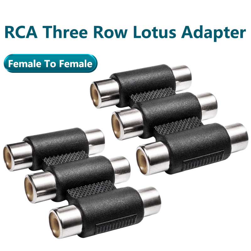 5PCS 3 RCA 3RCA Female to Female Audio Video Connector AV Coupler Adapter With Black Molded Plastic 