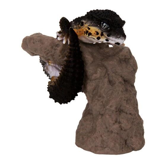 ikimono Finger figure leopard Gecko 01 Bandai Gashapon capsule toy - black night ex display
