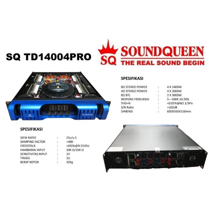 POWER AMPLIFIER SOUNDQUEEN TD14004 4CH 4X1400 WATT Power SQ TD 14004 *