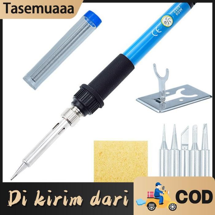Solder Listrik Iron Alat Las Solder Elektrik dan Mata Solder Set 60W *