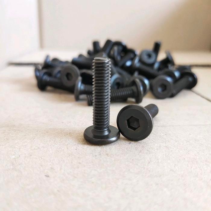 BAUT JCBC M6 x 25 mm HITAM / BAUT KNOCK DOWN HITAM M6x25 mm ( isi 100 pcs / item) *