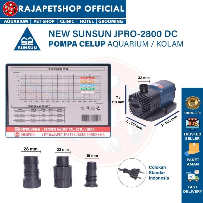 NEW SUNSUN JPRO 2800 DC POMPA CELUP KOLAM AQUARIUM