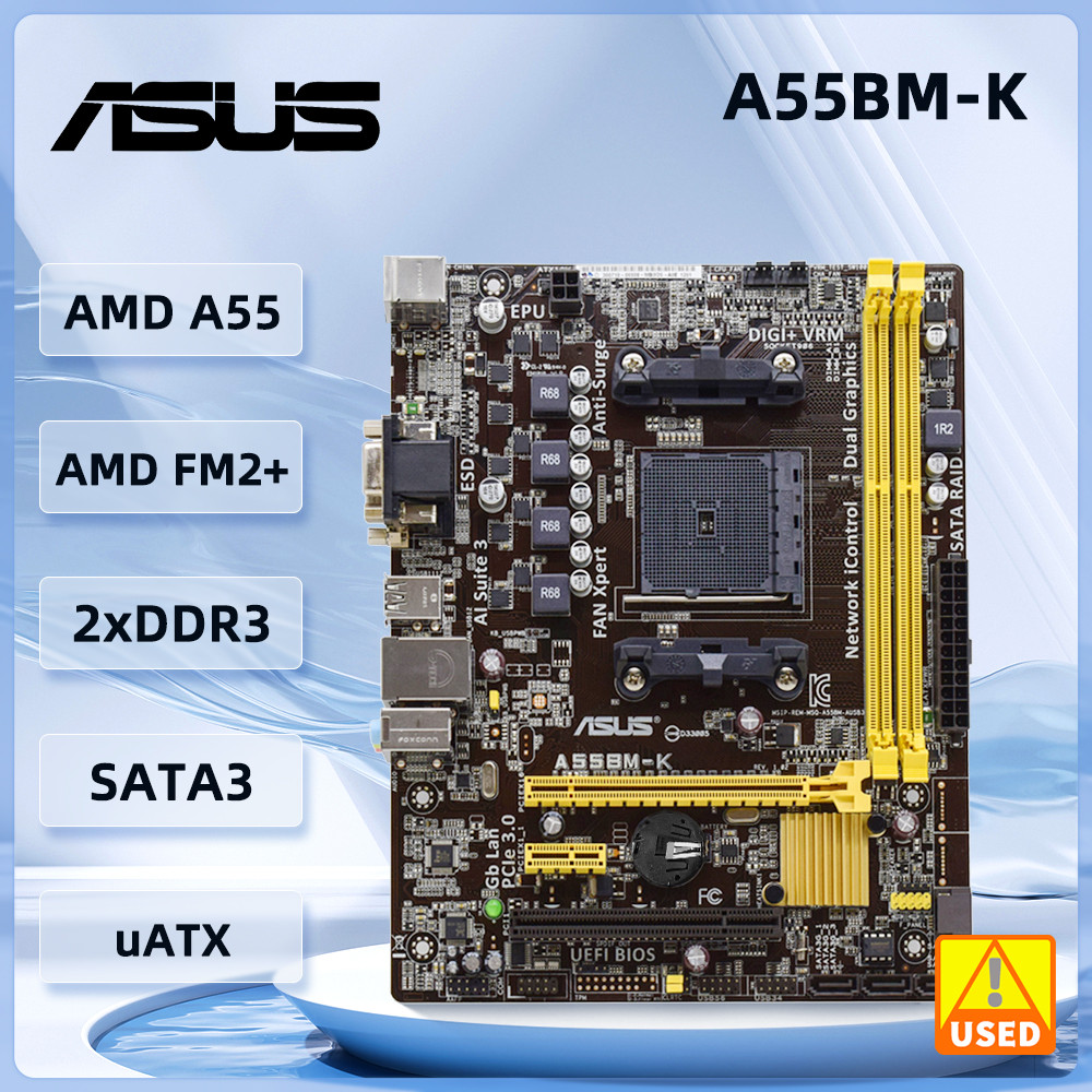 ASUS A55BM-K Motherboard socket FM2+ AMD A55 DDR3 32GB support A10-6800B A10-7700K A10-5700 A10-7890