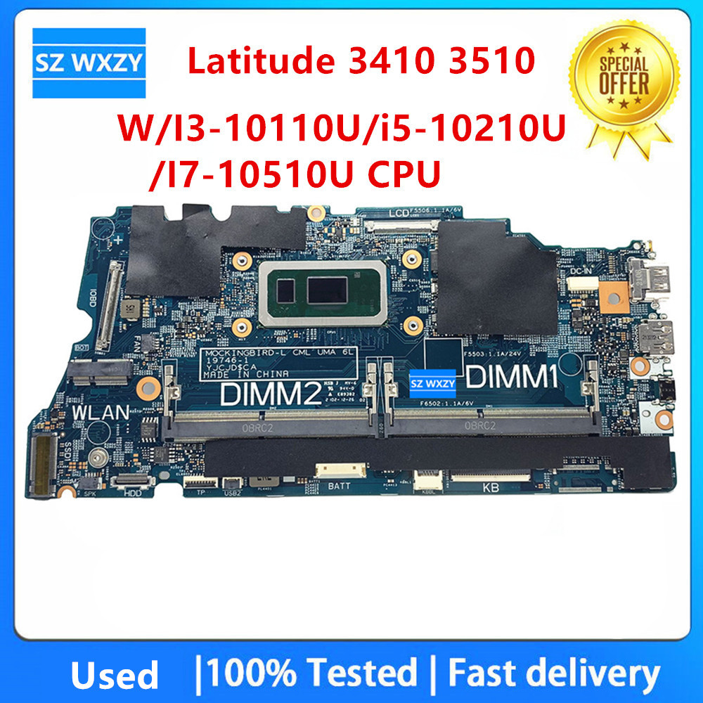 For Dell Latitude 3410 3510 Laptop Motherboard I3-10110U I5-10210U I7-10510U CPU 0174X 00174X PD7RH 