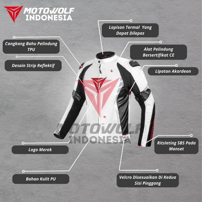 Jaket Motor Pria Kulit Touring Thermal Lock Protector Esa Lv1 Motowolf 0525