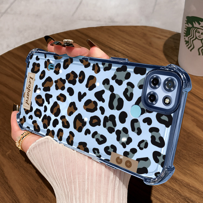 Casing Hp untuk Realme C21Y Realme C25Y C21 C15 Case Kasing Cetakan macan tutul Perlindungan airbag 