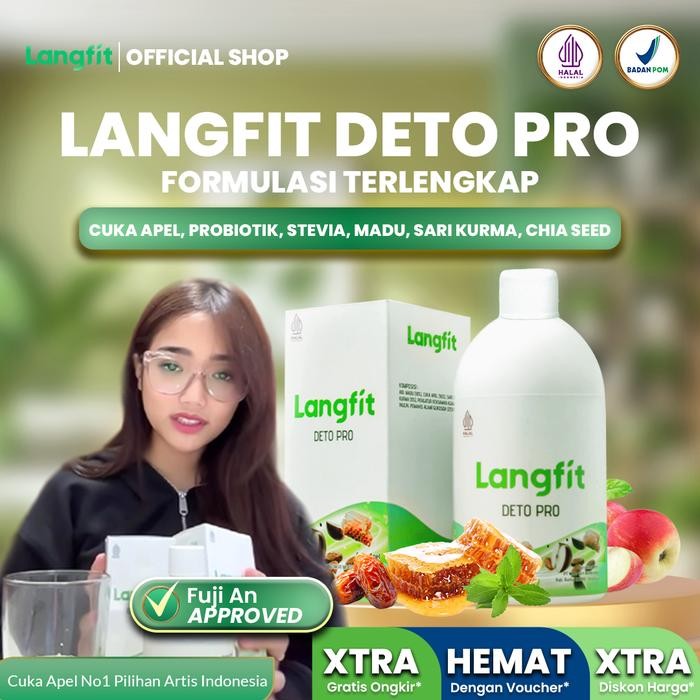 

LANGFIT DETOPRO Cuka Apel Probiotik 250ML Madu, Kurma, Chia Seed, Stevia
