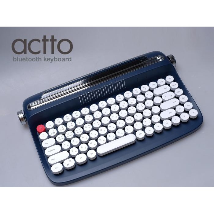 ACTTO KEYBOARD BLUETOOTH WIRELESS KEYBOARD RETRO TYPEWRITER NAVY