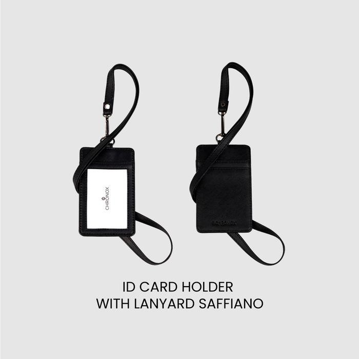 

CHRONOX Lanyard Pria Wanita Kulit Saffiano ID Card Holder - AVERY