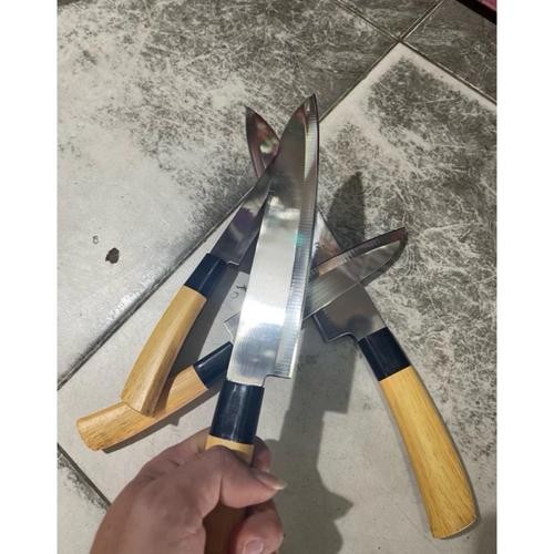 Pisau dapur stainless gagang kayu 8inch / pisau dapur tajam besar gagang kayu / pisau buah daging sa