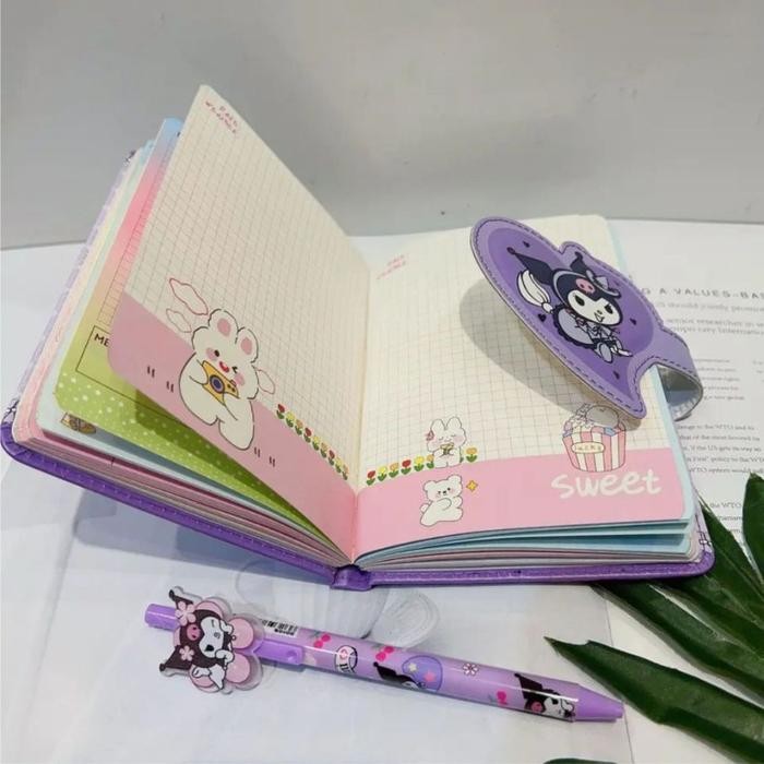 

Box Notebook Sanrio Magnet Buku Tulis Anak 2 In 1 Gift Set Cute Kuromi Cinnamoroll Pucm/ Buku Tulis