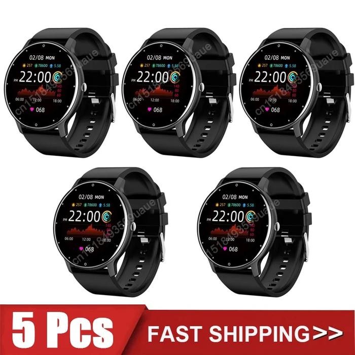 5Pcs ZL02D Smart Watch Men Women Full Touch Screen Sport Fitness