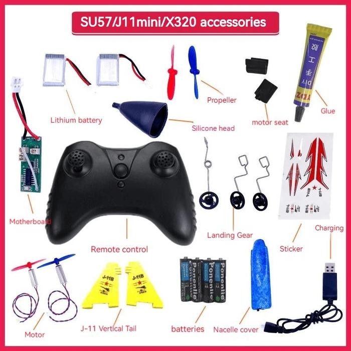 SU57 RC Aircraft J11mini/X320 Propeller Stickers Landing Gear Foam