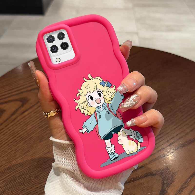 Casing Untuk Samsung A22 M22 M32 Case Casing Gadis lucu HP Cesing pelindung Silikon Softcase Macaron