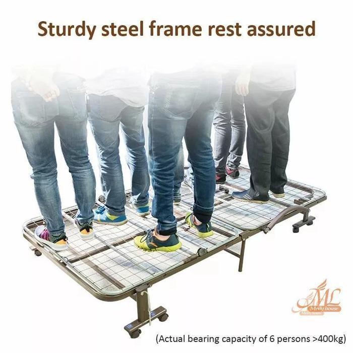 Tempat Tidur Lipat Portable Ranjang Lipat Multifungsi Folding bed Dengan Sandaran Tangan Roda Dan