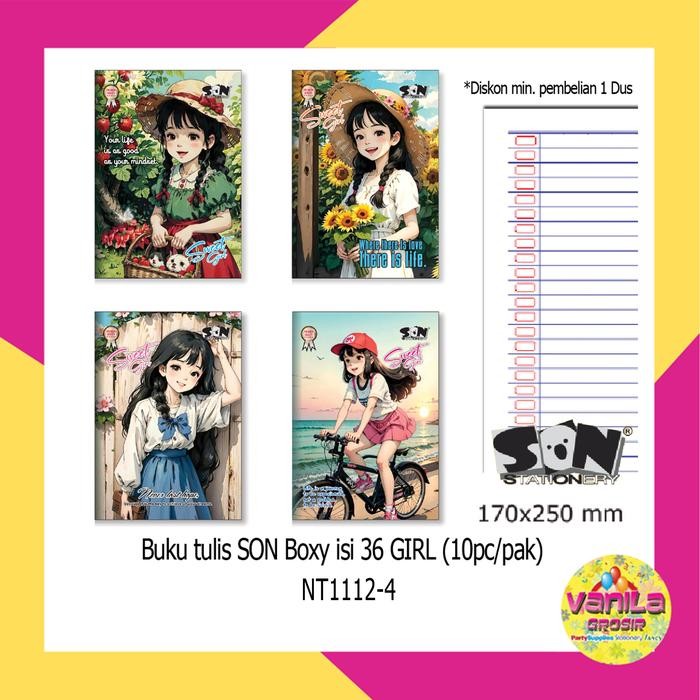 

(10 BUKU) ISI 36 LEMBAR Buku Tulis SON Boxy 170x250Mm, buku tulis besar, buku tulis sekolah, buku