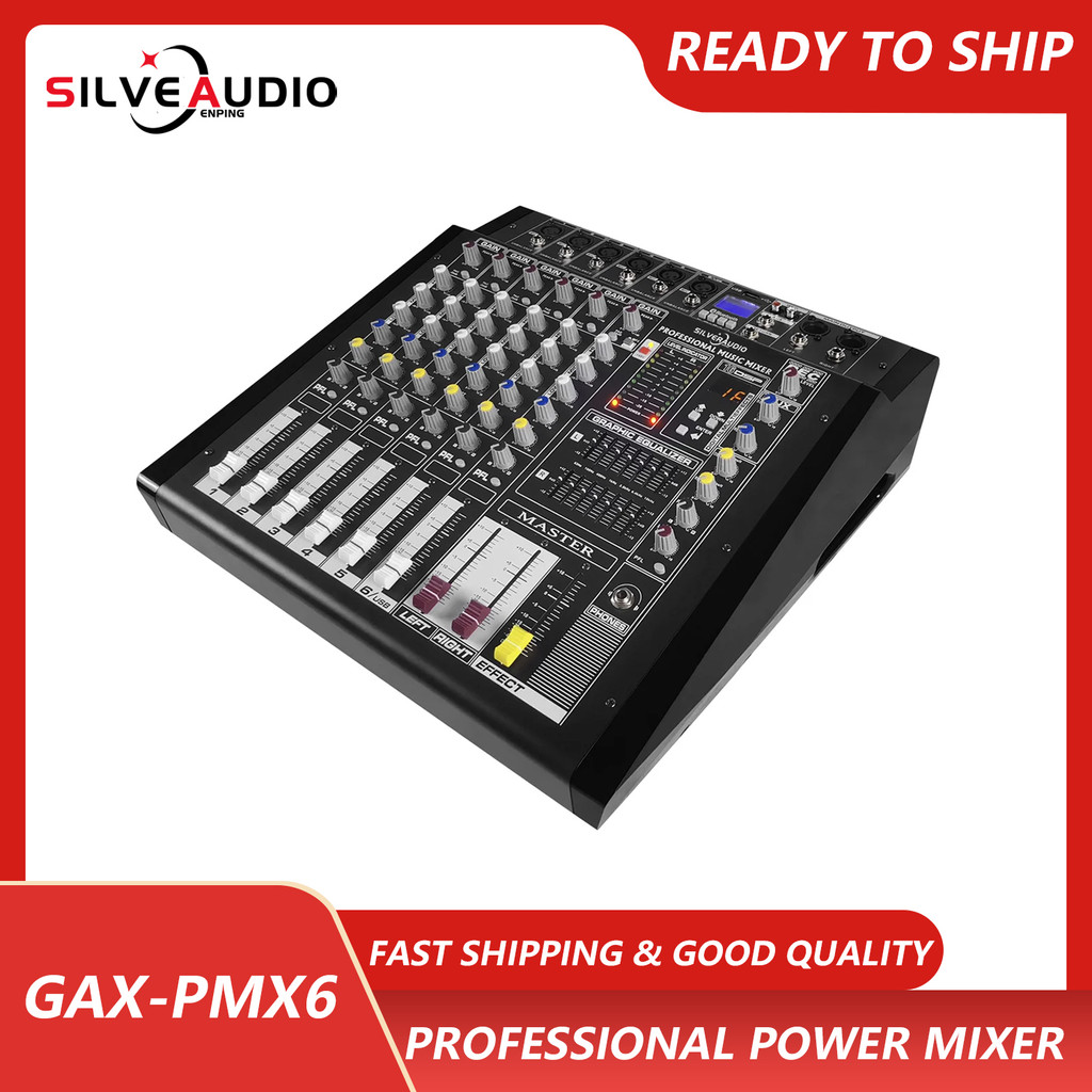 GAX-PMX6 Professional Stage Performance 6-Channel Audio Mixer with Amplifier Wedding Outdoor