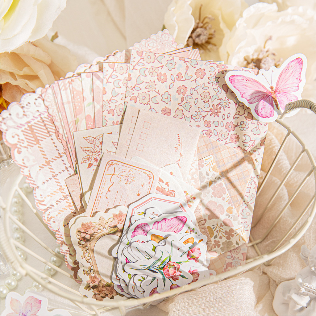 

40pcs/lot Memo Pads Material Paper Flower Post Office Junk Journal Scrapbooking Cards Retro
