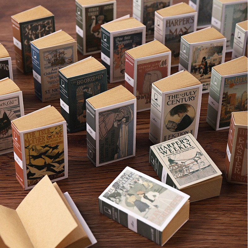 

Vintage Book Shape Memo Pads Mini Tearable Writing Paper Message Note Pads Kawaii Stationery Pocket