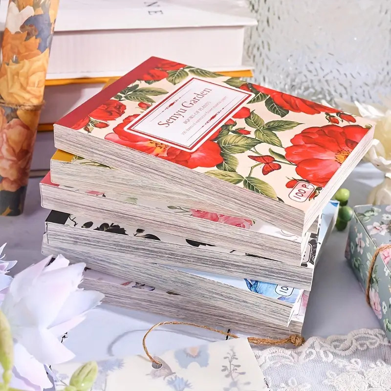 

100pcs Vintage Colorful Rose Flower Pattern Scrapbook Paper Floral Pattern Paper For Bullet Junk