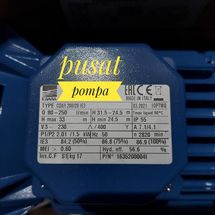 Gercep Pompa Ebara Cdx 200/20 2Hp Pompa Booster Ebara Stainlees Cdx 200/20