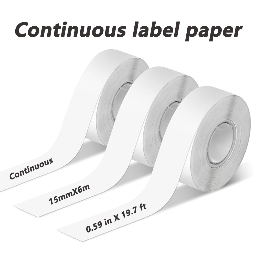 

3rolls 15mmX6m Continuous label paper for Q31 Q32 Q30S Q30 D35 D10 Label Maker Tape, 15mm X 6m
