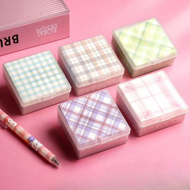 

5 Colors Boxed Plaid Note Paper, DIY Plaid Holic Scrapbook Stickers, Non-sticky Stripe Holic