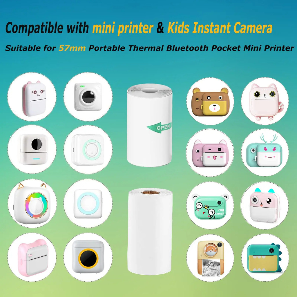 

Thermal Printer Paper Rolls for Mini 10 Rolls 2.2in x 19ft Pocket Printer White Colors Sticky