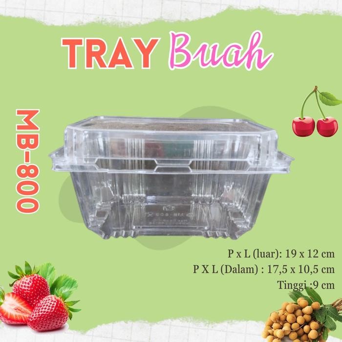 Tray Mika Buah 1 kg isi 25 pcs Mb-800 Strawberry, Cherry, Duku Kode 560