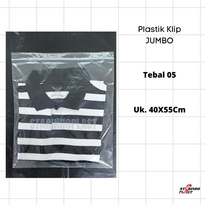 Plastik Klip Jumbo uk 40x55 cm Ziplock Bening Besar Satuan Kode 293