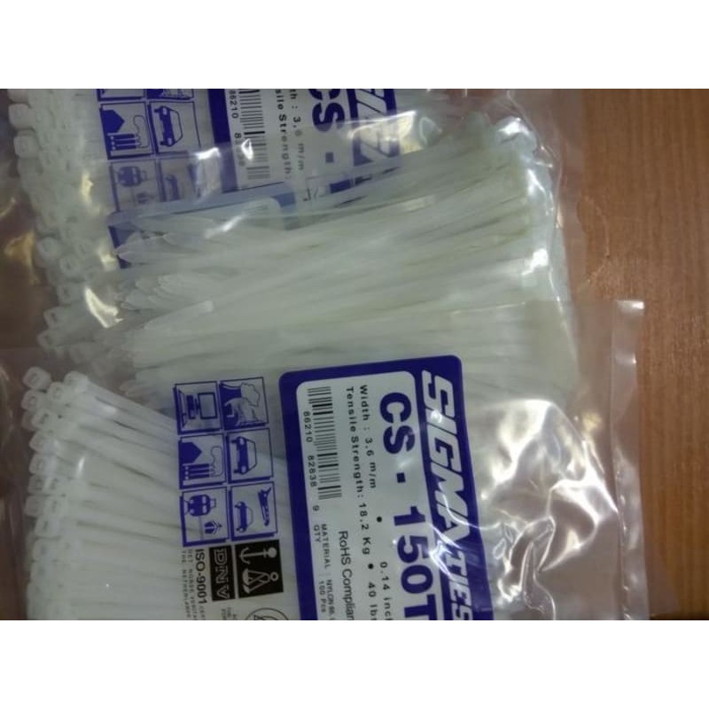 

Kabel Ties Sigma 15 cm x 3.6mm putih dan hitam