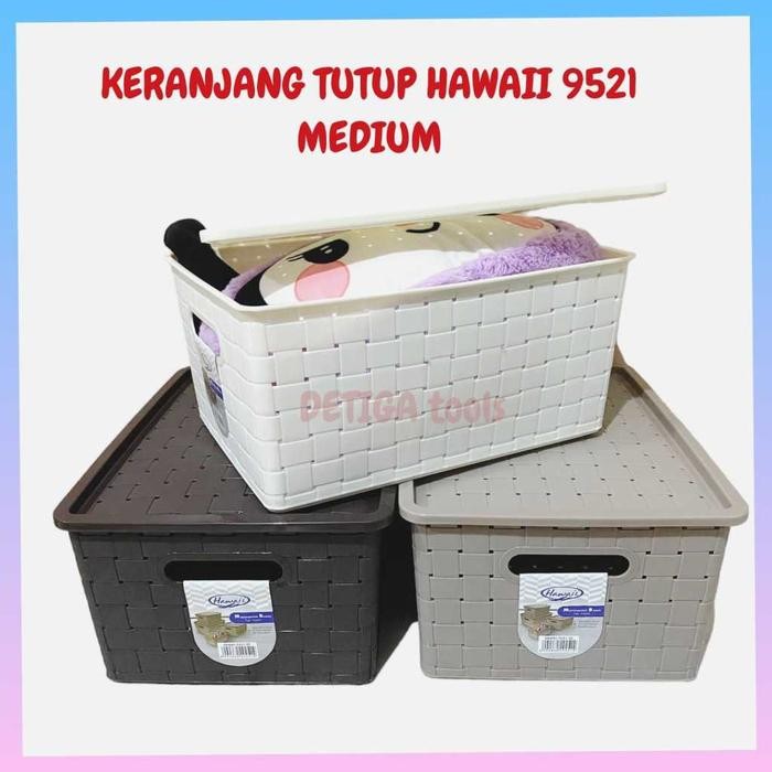 Hawaii 9251 DT Keranjang Baju Plastik Dengan Tutup Serbaguna Storage