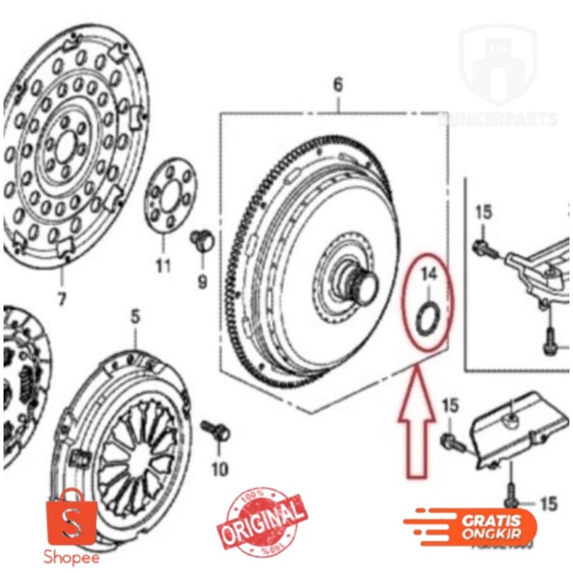 Karet Sil Seal Oring O Ring Torque Torsi Converter Konverter Kruk As Kopling Transmisi Honda Jazz RS
