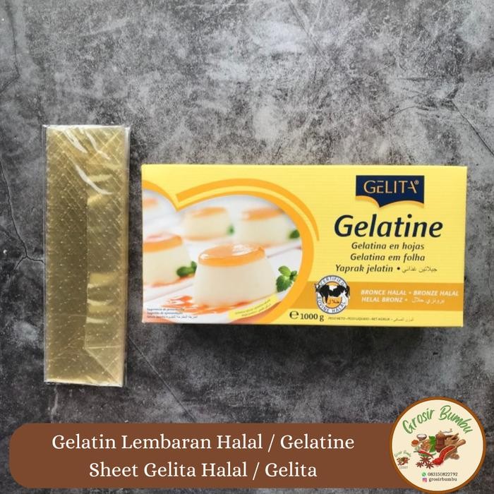 

New Gelatin Lembaran Halal - 3 lembar Gelatine Sheet Gelita Halal / Gelita