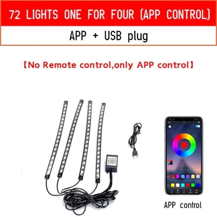 (Allthebest) Lampu LED Strip Kolong Dashboard Mobil RGB Light LED USB Remote