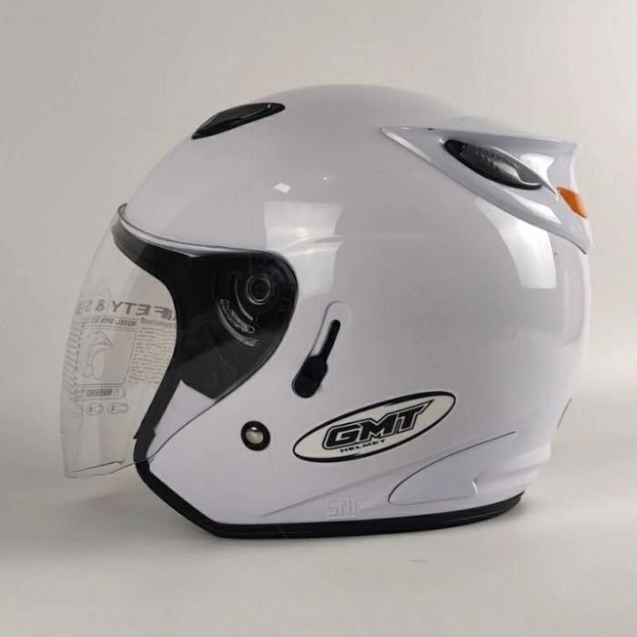 (Allthebest) HELM HALF FACE GMT/HELM DOUBLE VISOR/HELM MOTOR SNI/HELM /PUTIH