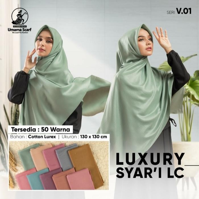 (Allthebest) Hijab Segi Empat Syari Glitter Luxury Plain Laser Cut umama scarf