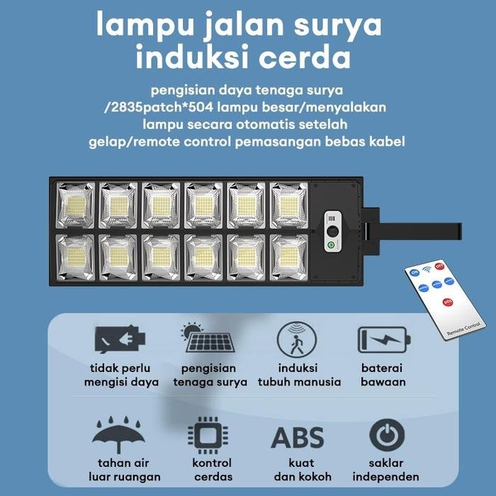 Garansi 10 tahun1200W lampu jalan tenaga matahari otomatis Lampu sensor LED Luar Ruangan Tenaga