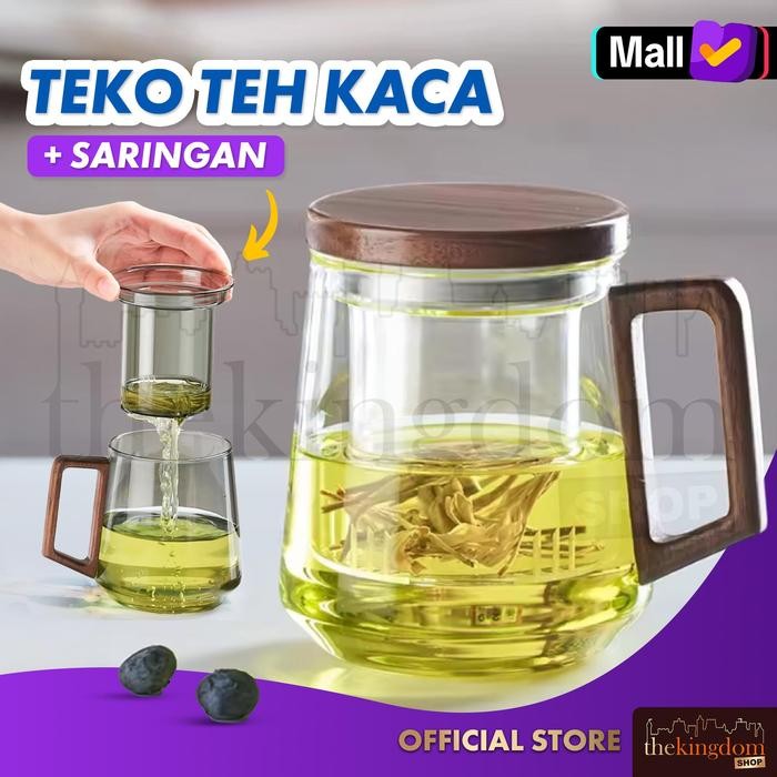 Gelas Kaca Saringan Teh Tahan Panas Api Borosilicate Glass Teko Borosilikat Infuse Tea Heat