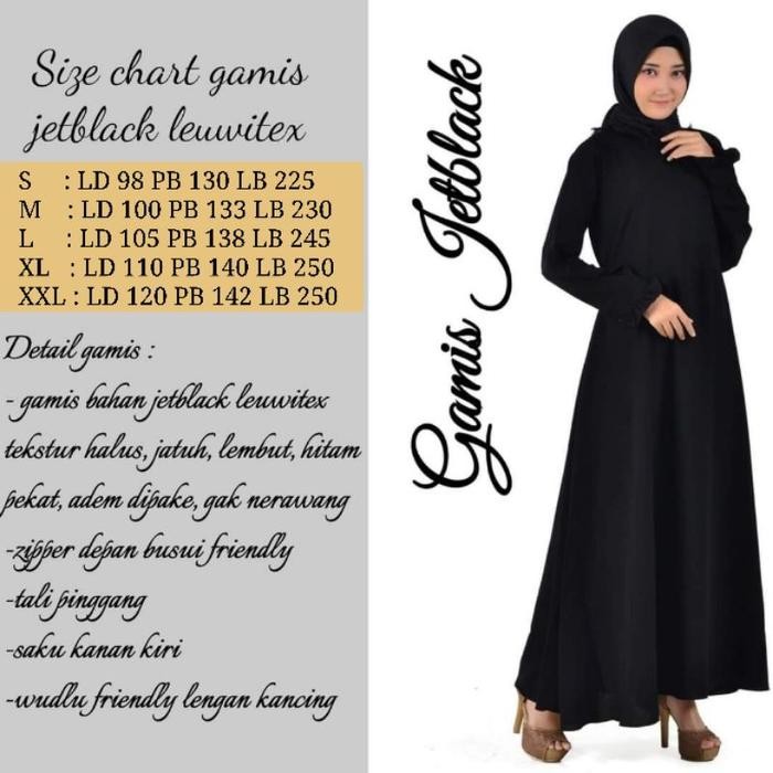 (Allthebest) EXCLUSIVE JETBLACK GAMIS JETBLACK POLOS GAMIS SYARI WARNA HITAM PEKAT GAMIS JETBLACK