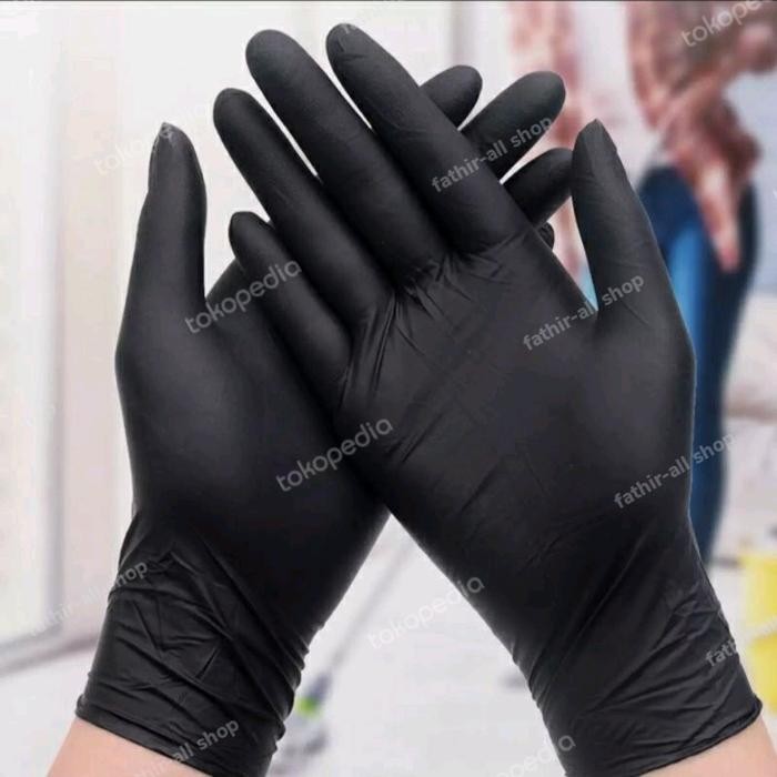 Sarung Tangan Latex Hitam Biru Tebal Powder Hand Glove Latex/Box