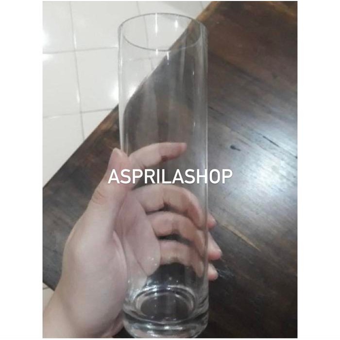 vas bunga kaca tinggi 25cm diameter 6cm pot bunga tinggi elegan