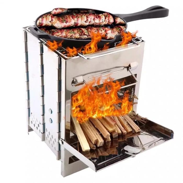 Kompor Kayu Bakar Firewood Stove Multifungsi Bbq Grill Api Unggun