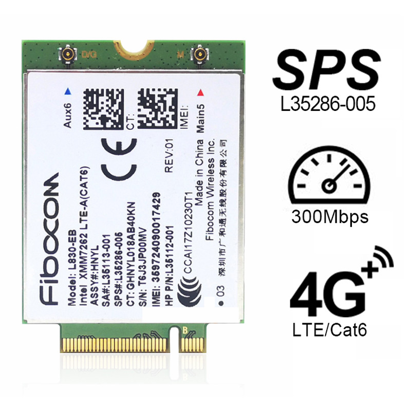 L830-EB Cat6 4G LTE WWAN Card L35286-005 Intel XMM 7262 LTE-Advanced 300Mbps for 640 650 G5 840 846